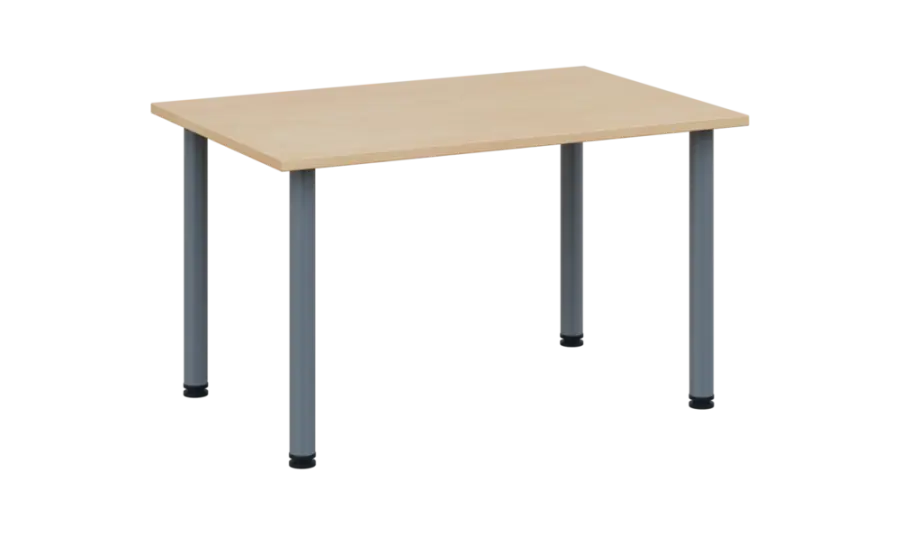 CRTR 120 jídelní stůl, kovová podnož stříbrná, deska 25 mm, 1194x800 mm, bříza světlá